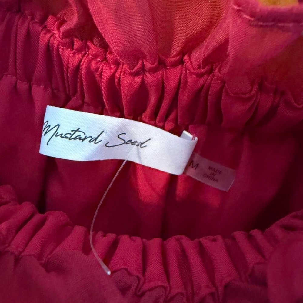 Mustard Seed Red Off-Shoulder Long Sleeve Mini Dress NWOT Medium - Picture 4 of 5